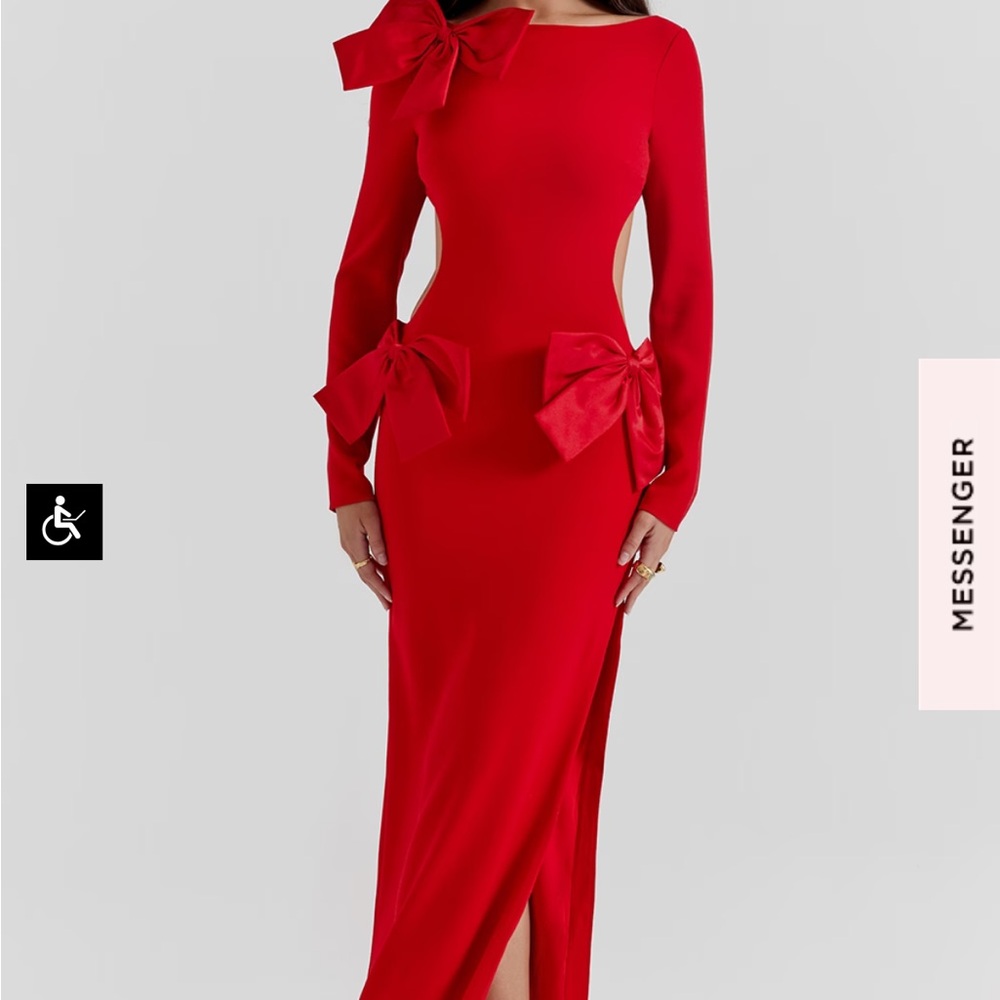 House of CB RED BOW MAXI DRESS